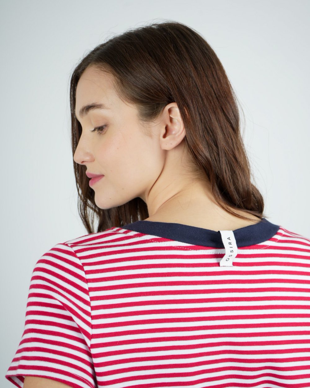 Remera rayada con bordado "intuition" AZUL - Imagen 6