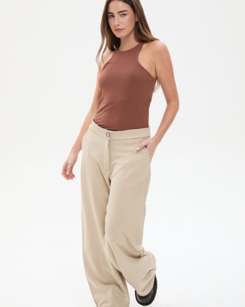 PANTALÓN DE VESTIR PUNTO ANCHO BEIGE