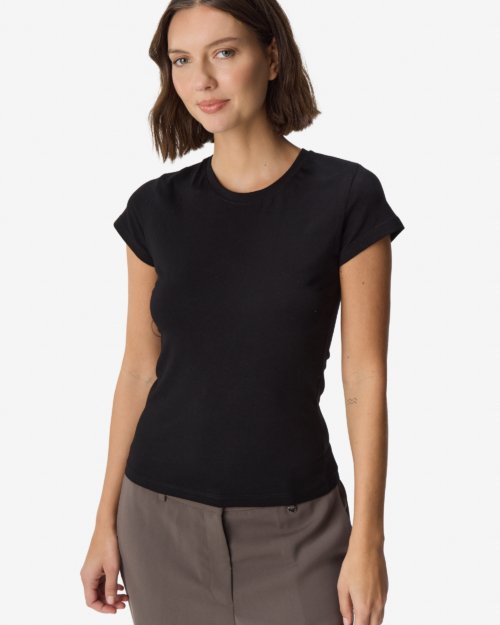 Remera básica de jersey escote redondo NEGRO