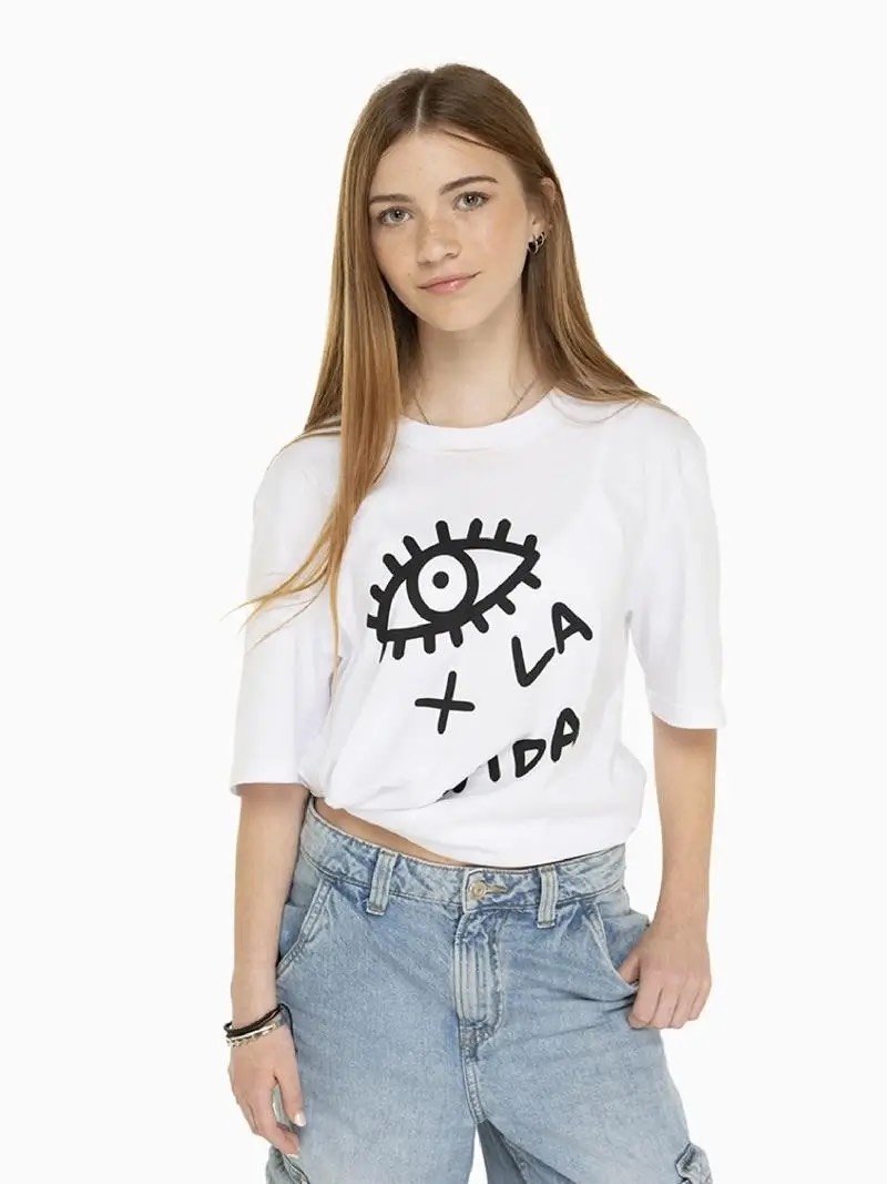 Remera x la vida BLANCO