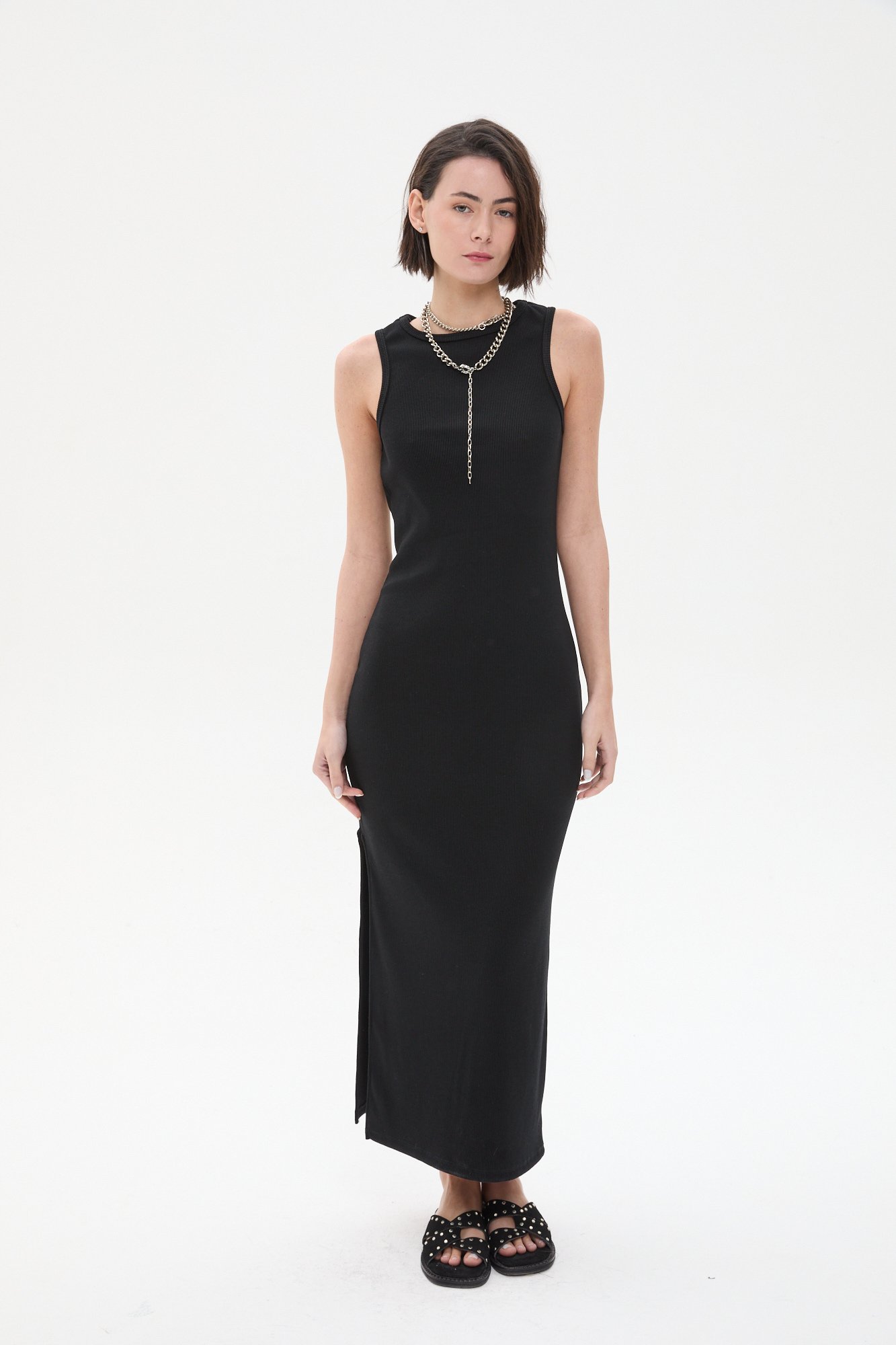 VESTIDO LARGO DE MORLEY NEGRO