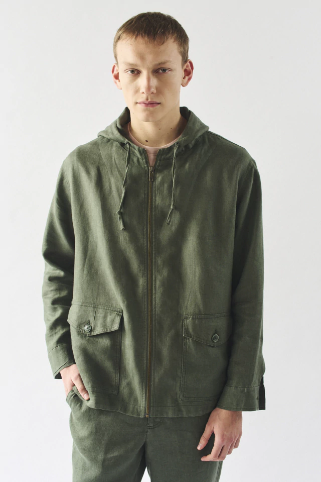 Campera Paros lino VERDE MILITAR