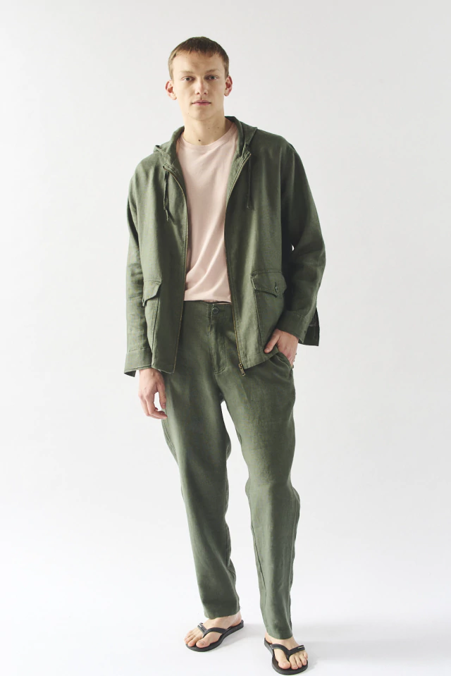 Campera Paros lino VERDE MILITAR - Imagen 2