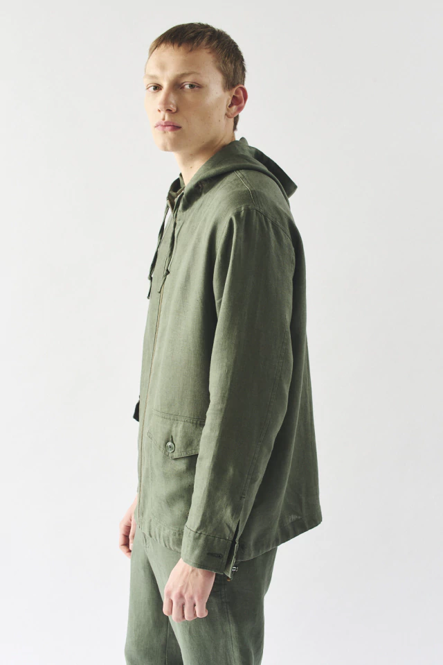 Campera Paros lino VERDE MILITAR - Imagen 3