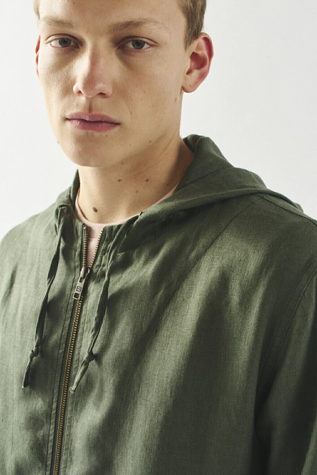 Campera Paros lino VERDE MILITAR - Imagen 4