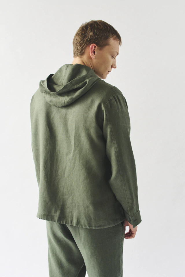 Campera Paros lino VERDE MILITAR - Imagen 6