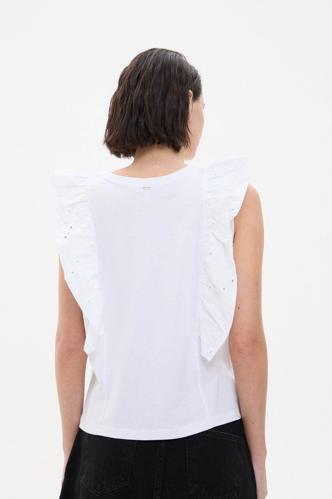Musculosa con volado de broderie BLANCO - Imagen 2