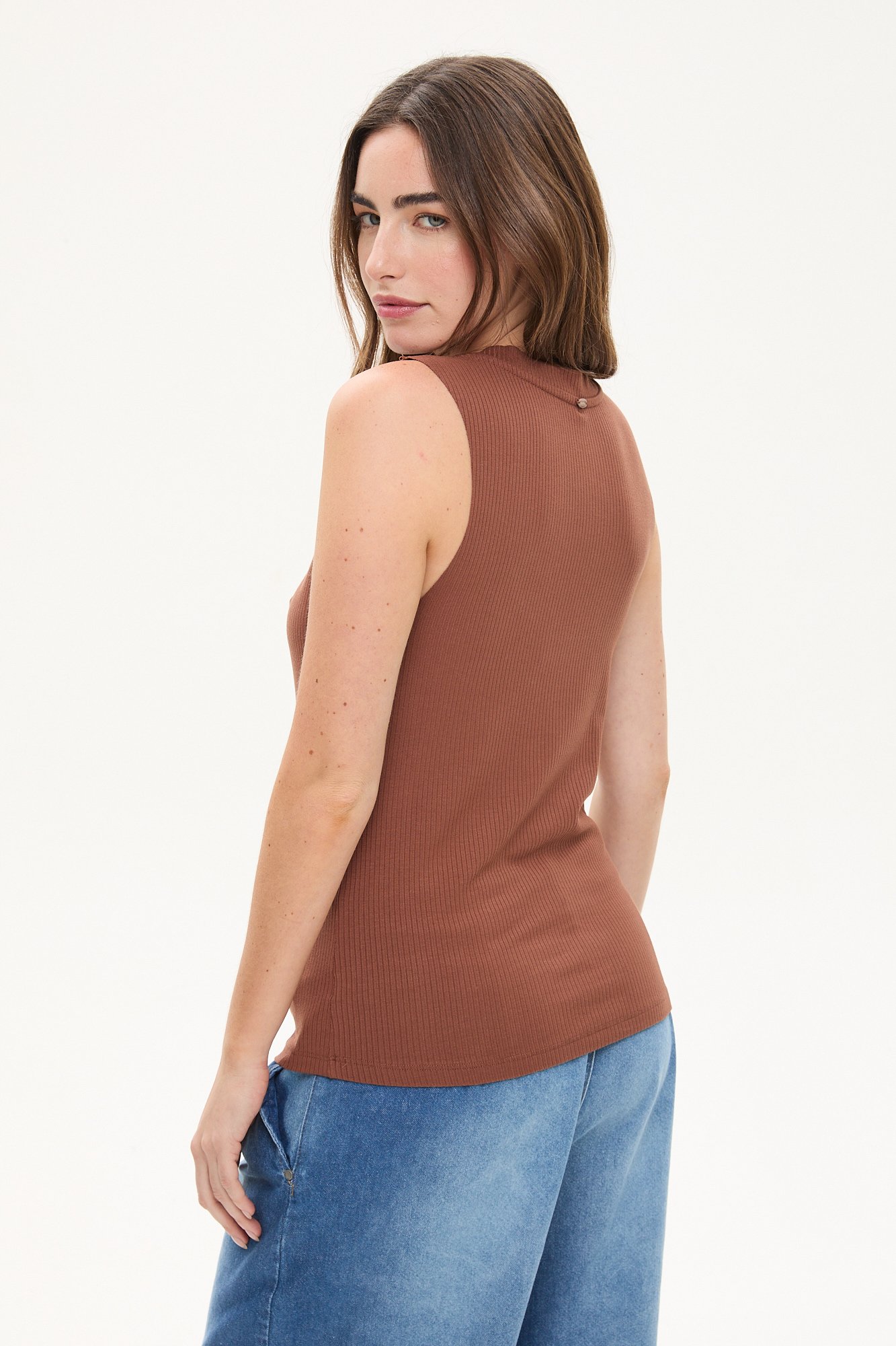 Musculosa de morley escote V MARRON - Imagen 2