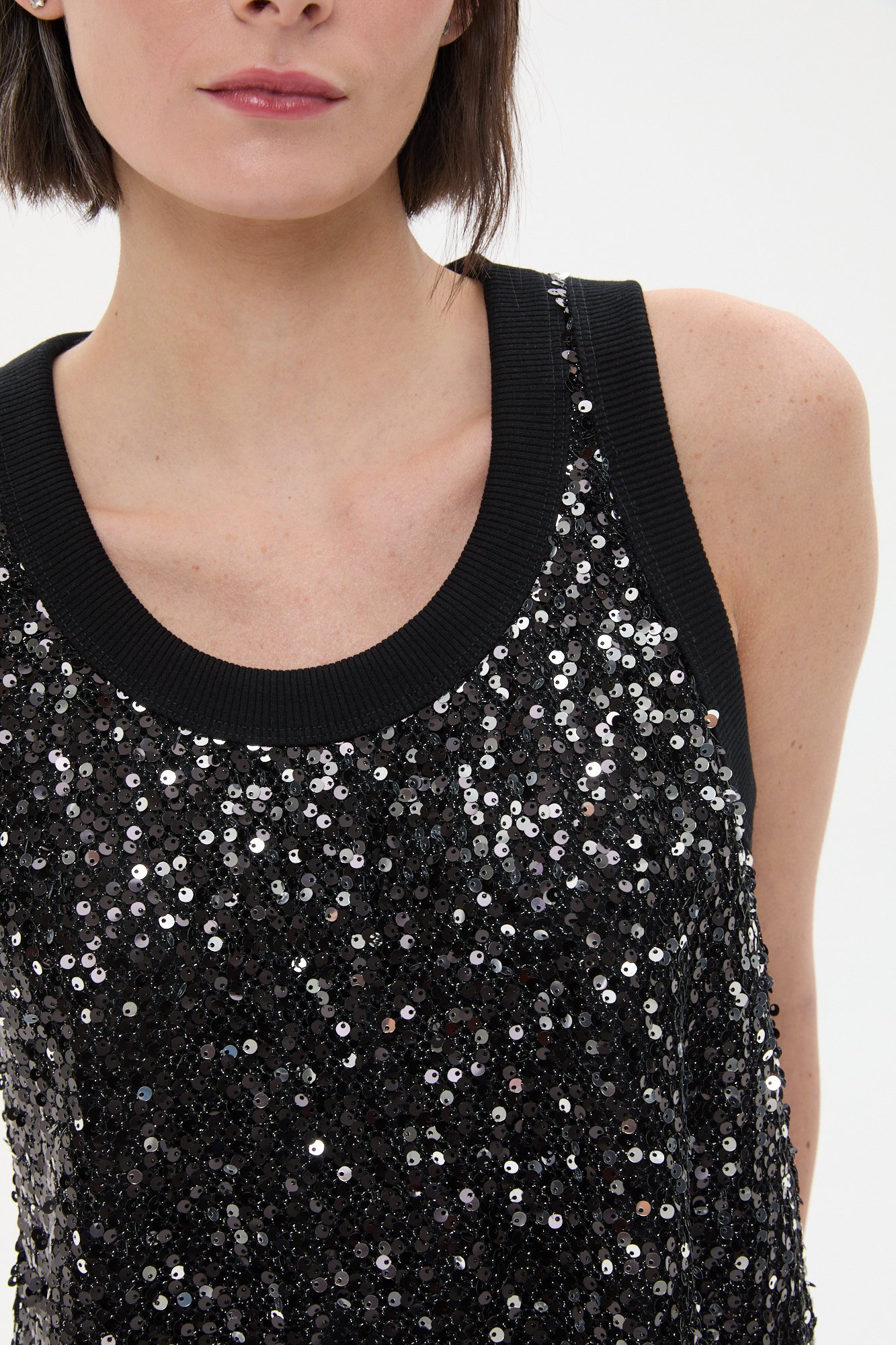 Top de lentejuelas con vivos NEGRO - Imagen 2
