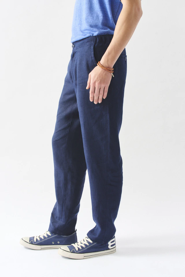 Pantalón Apolo lino AZUL MARINO - Imagen 4