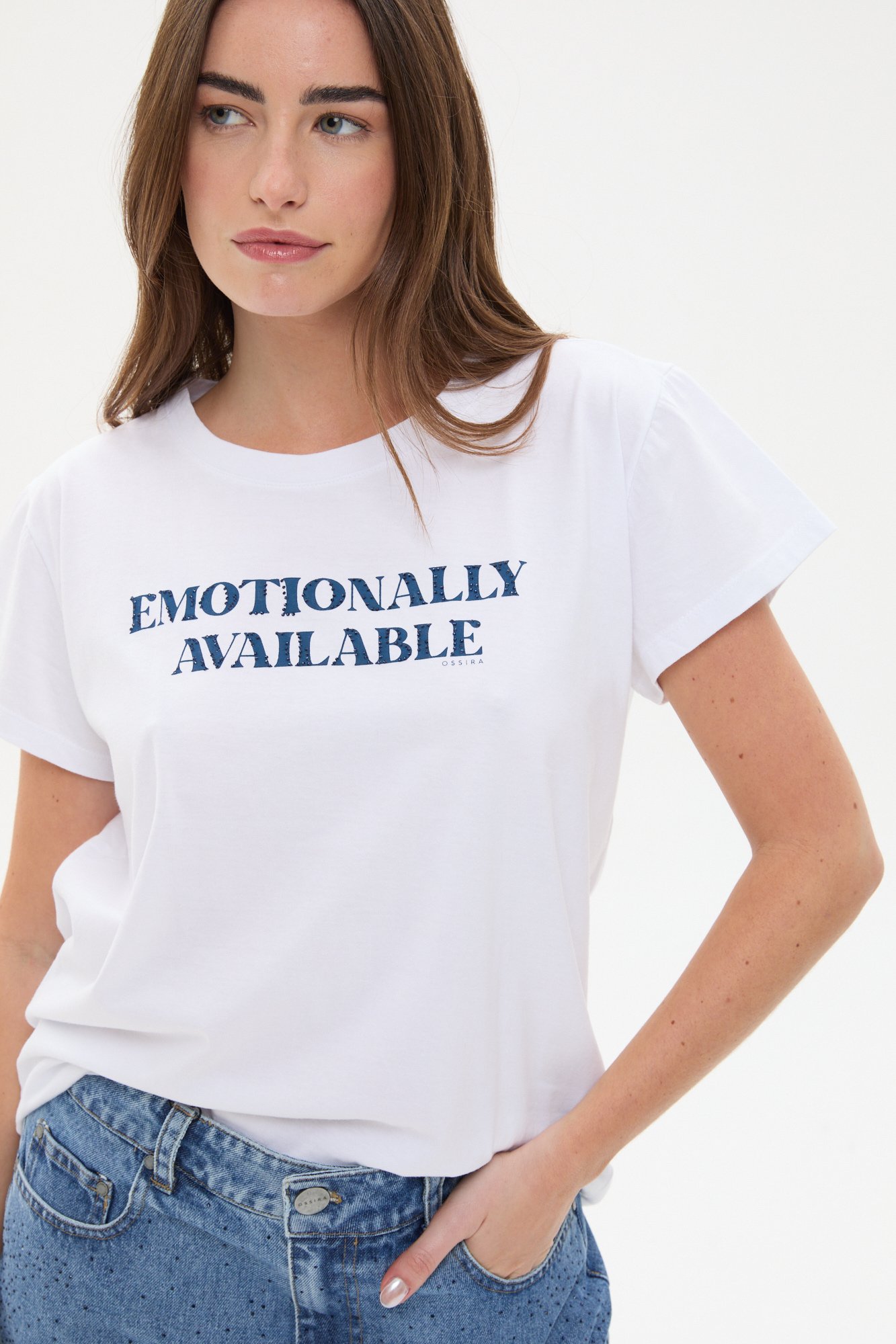 Remera con estampa y hotfix AZUL