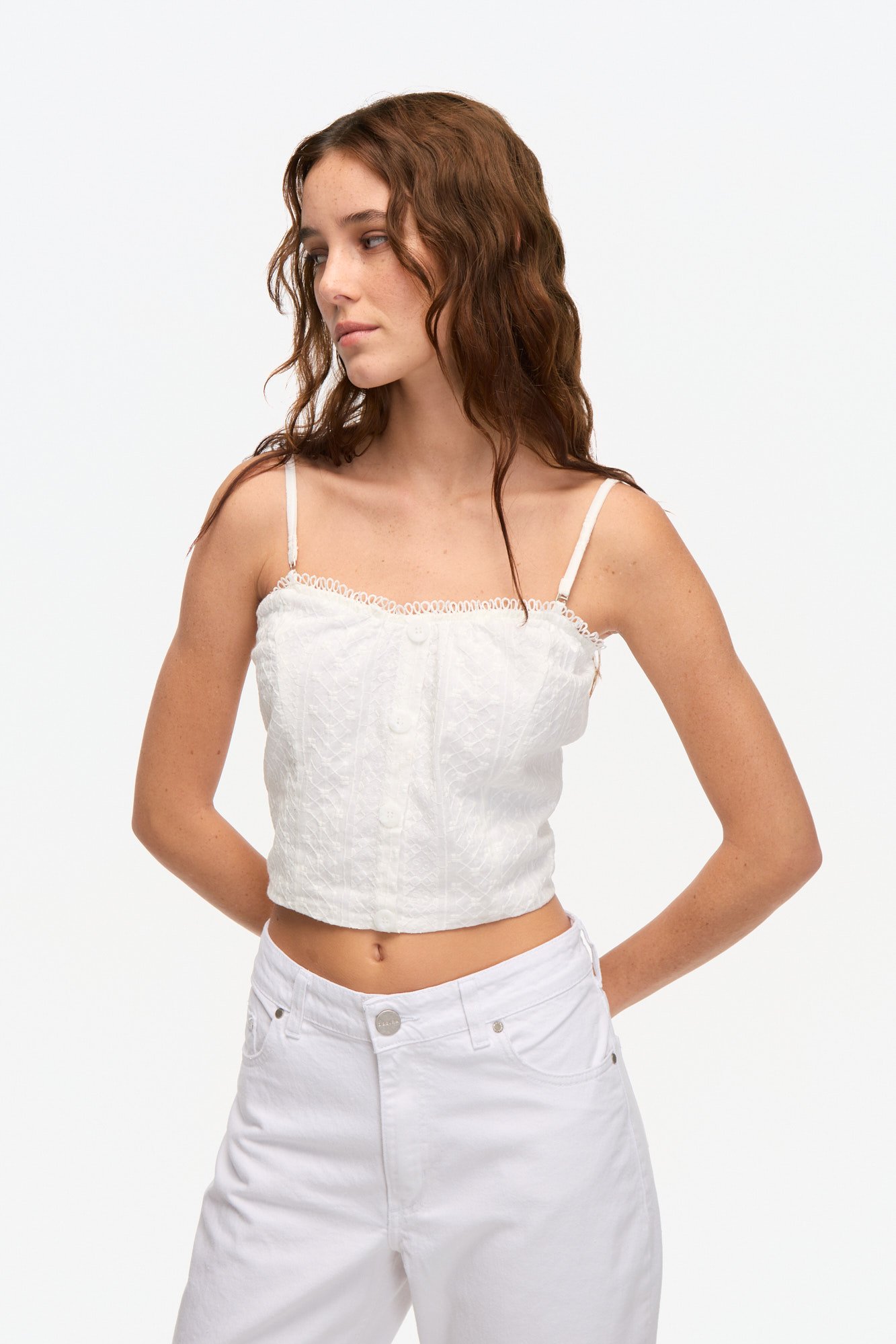 Top de guipure con breteles desmontables BLANCO