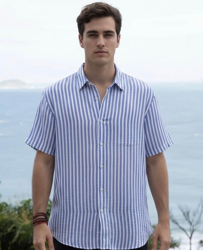 Camisa cerdeña lino rayada