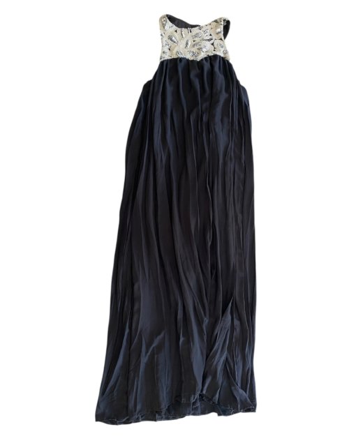 Vestido largo pechera de lentejuelas NEGRO