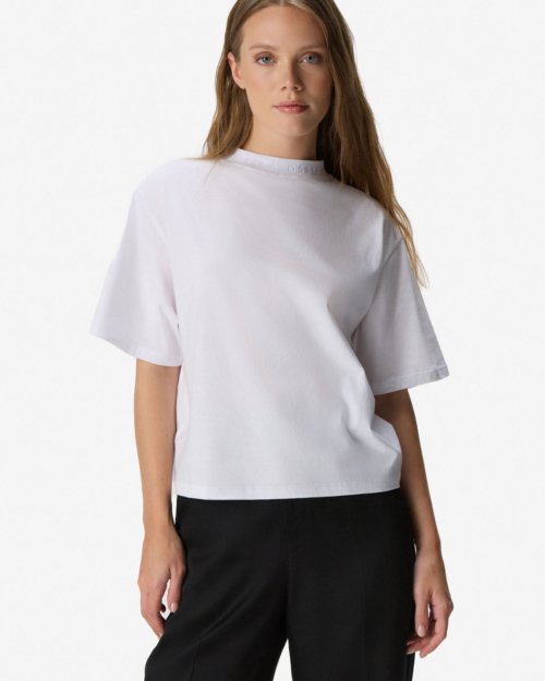 Remera con cuello tejido a tono BLANCO