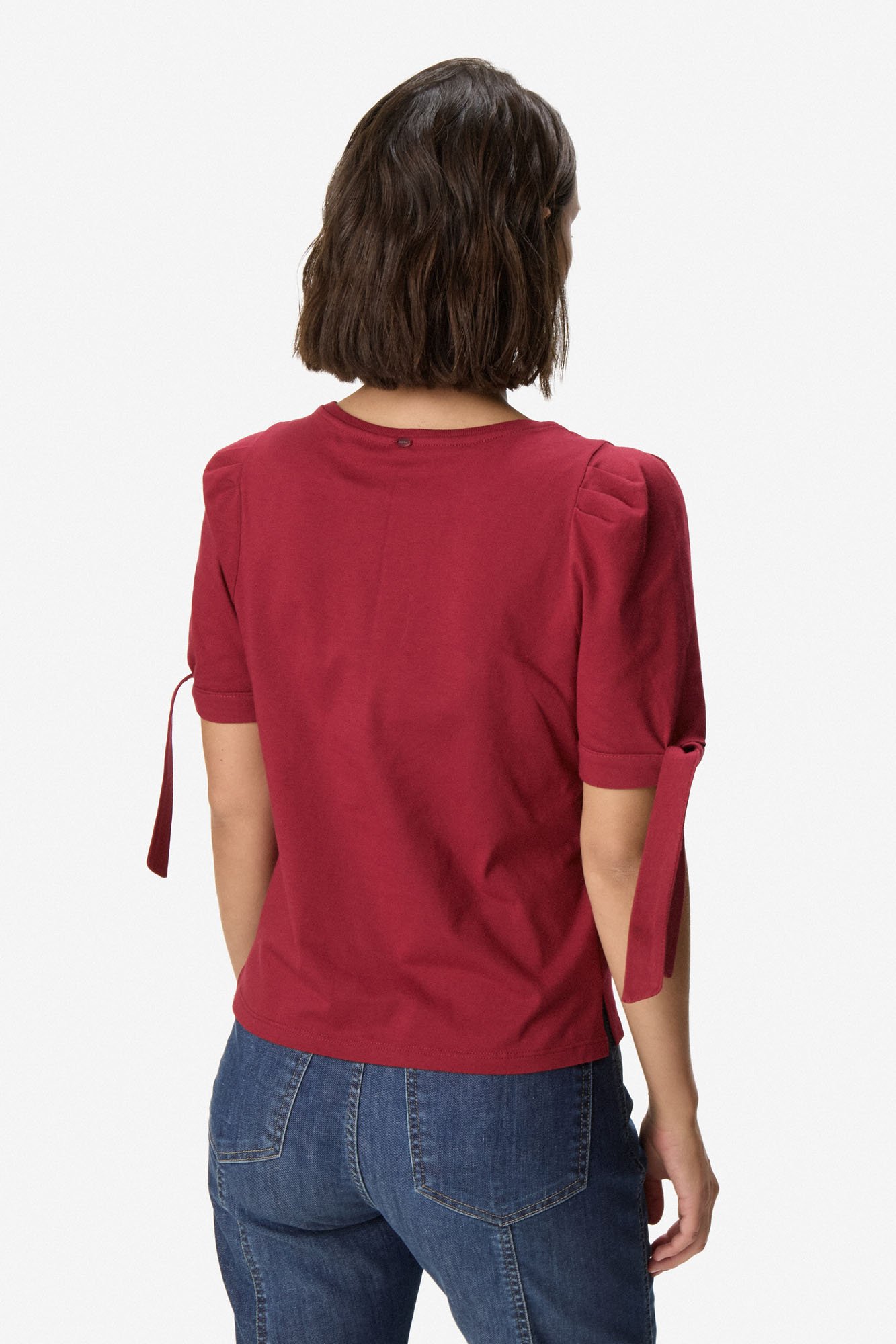 Remera con manga princesa y lazo BORDO - Imagen 2