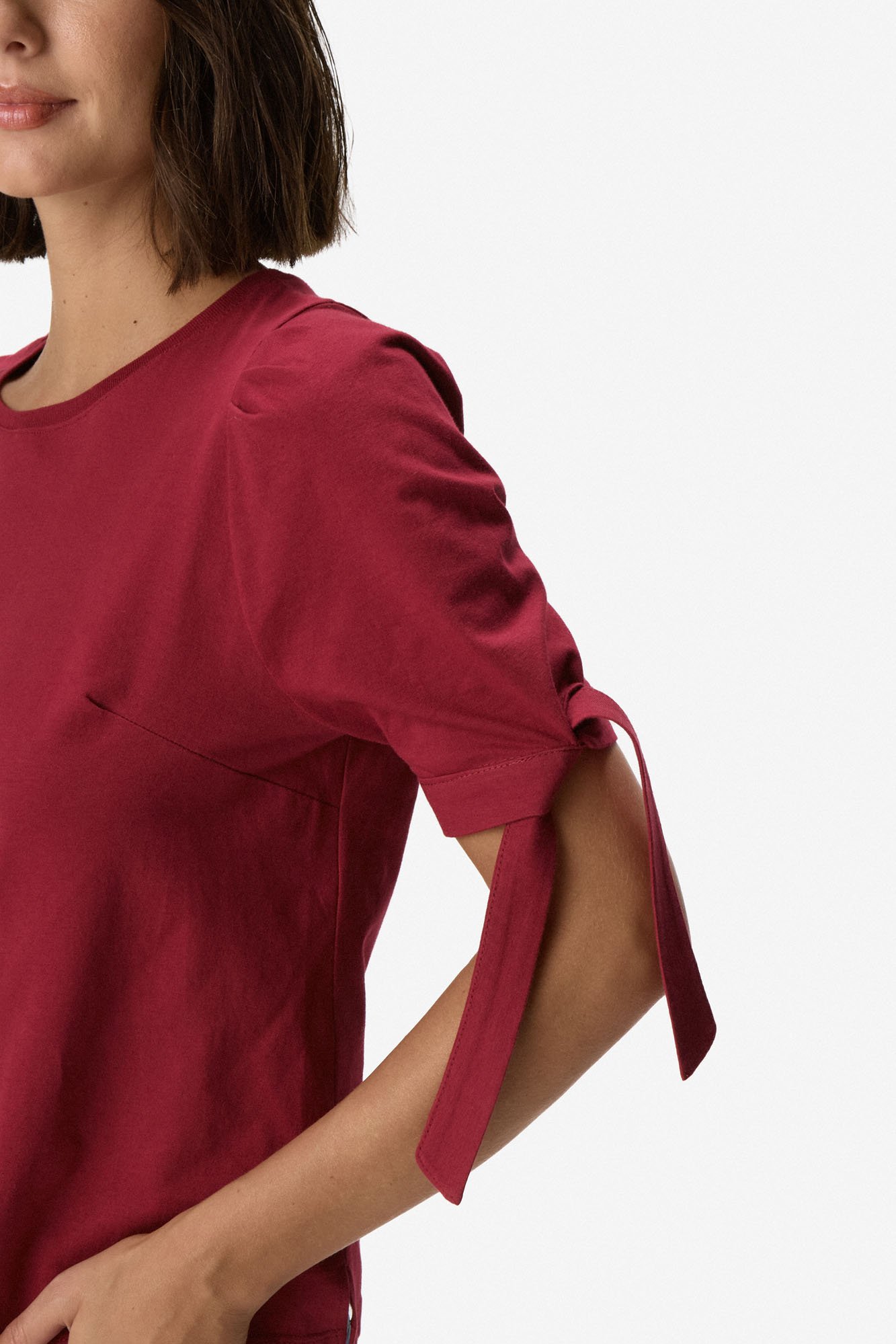 Remera con manga princesa y lazo BORDO - Imagen 3