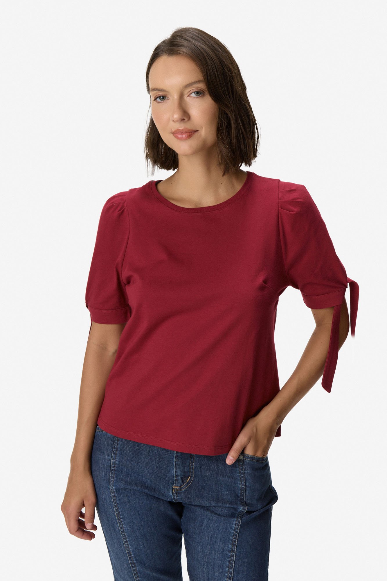 Remera con manga princesa y lazo BORDO - Imagen 4