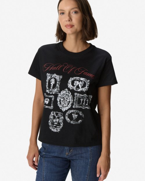 Remera jersey con estampa "hall of fame" NEGRO