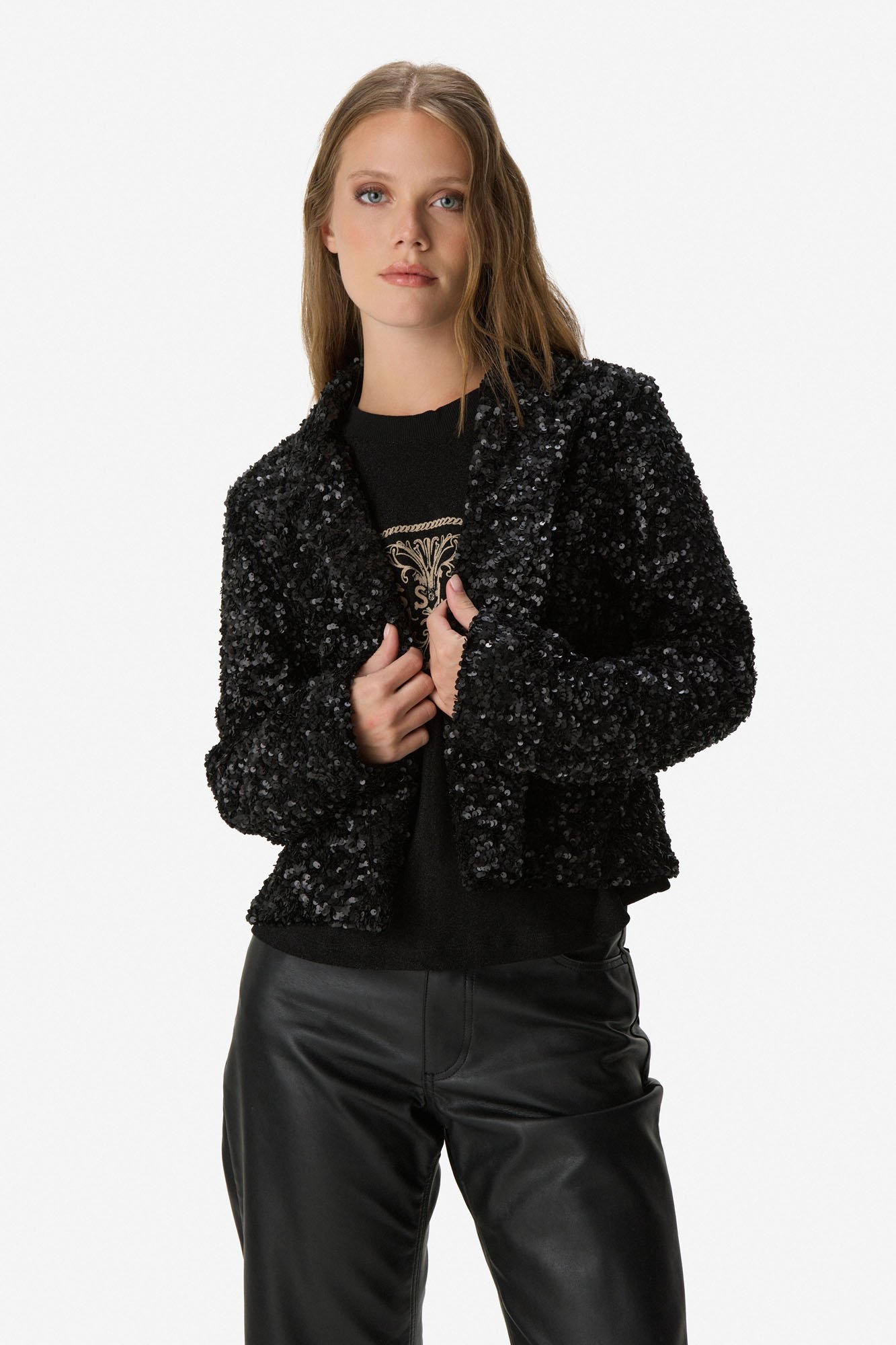 Blazer de lentejuelas NEGRO - Imagen 4