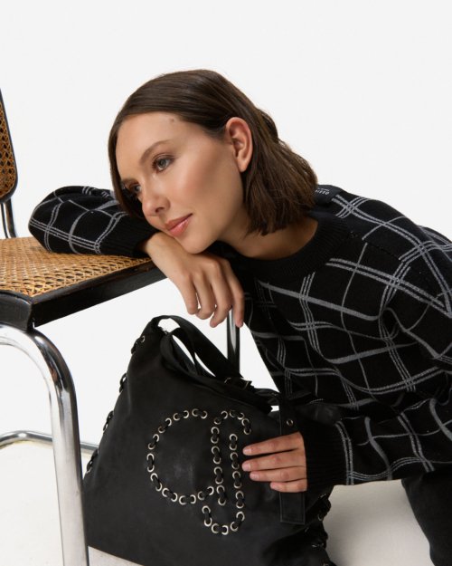 Bolso trenzado monograma pu NEGRO