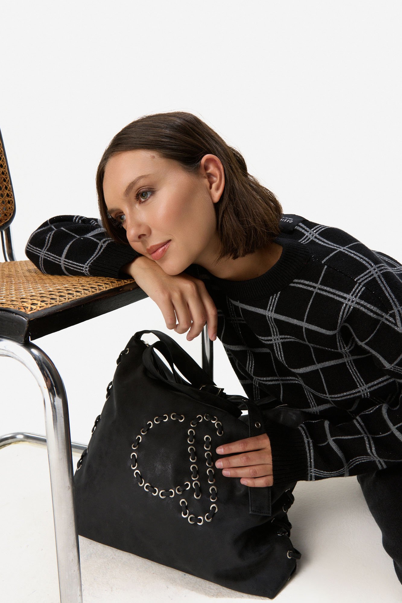 Bolso trenzado monograma pu NEGRO