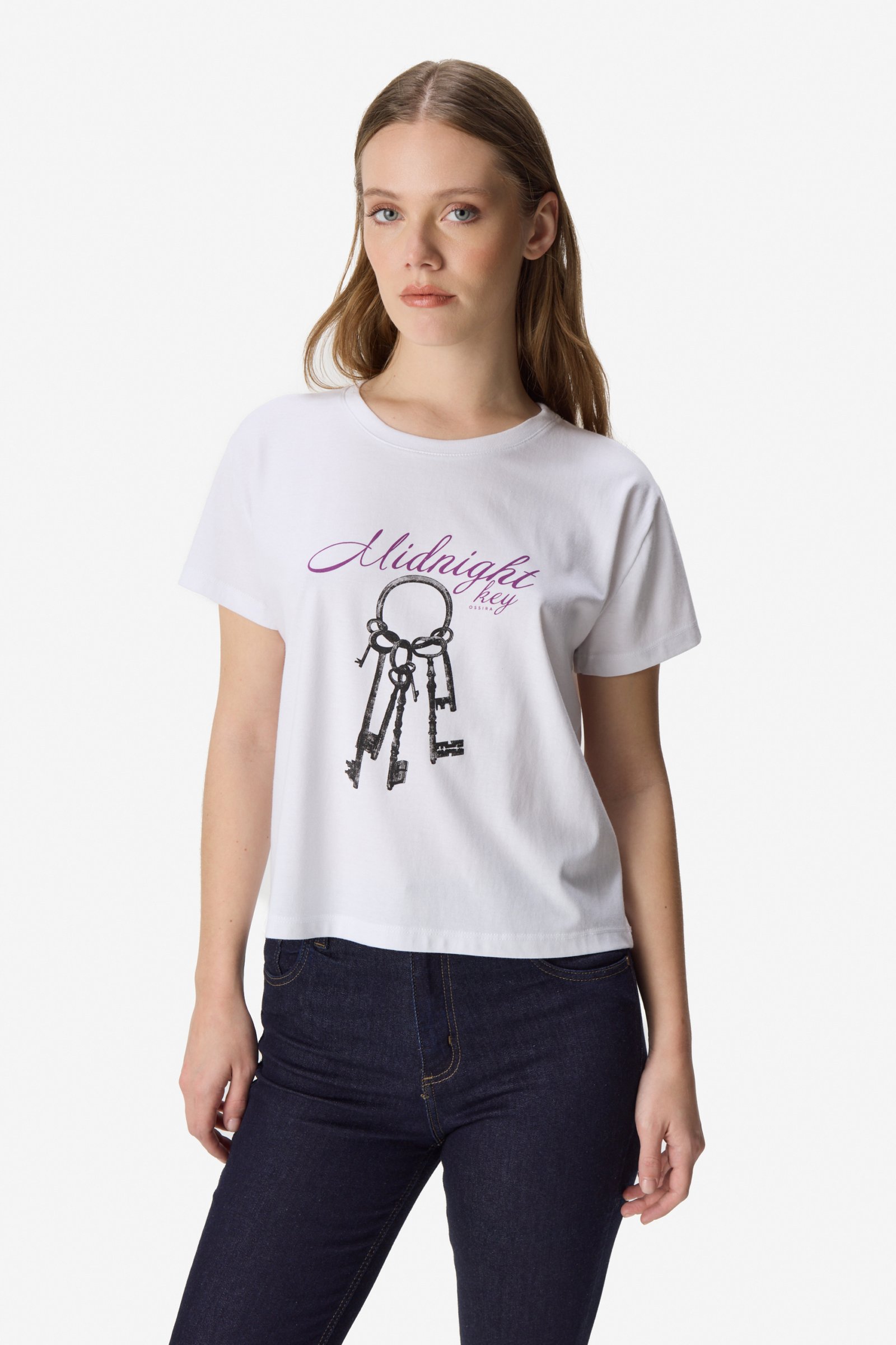 Remera estampada midnight key BLANCO