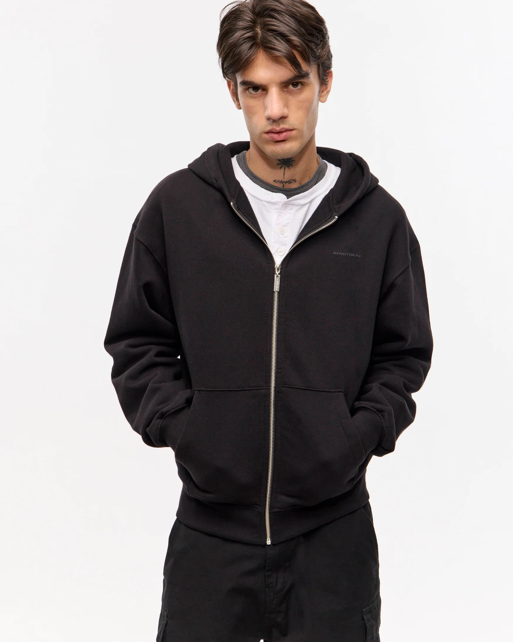 Hoodie zipper classic NEGRO
