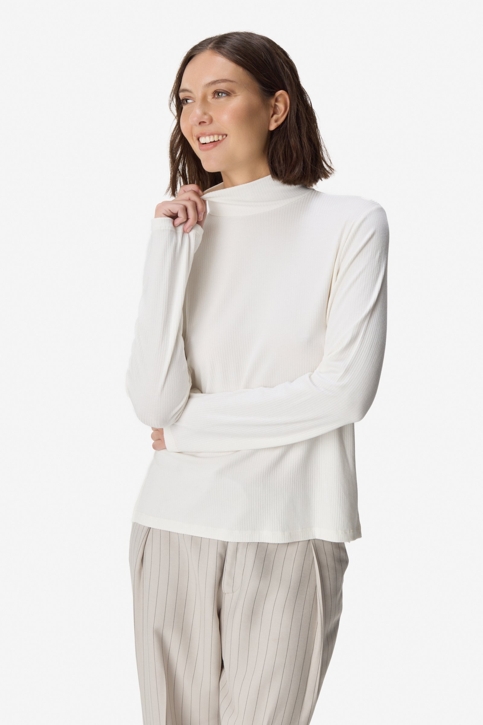 Polera de morley suelta con tajitos NATURAL