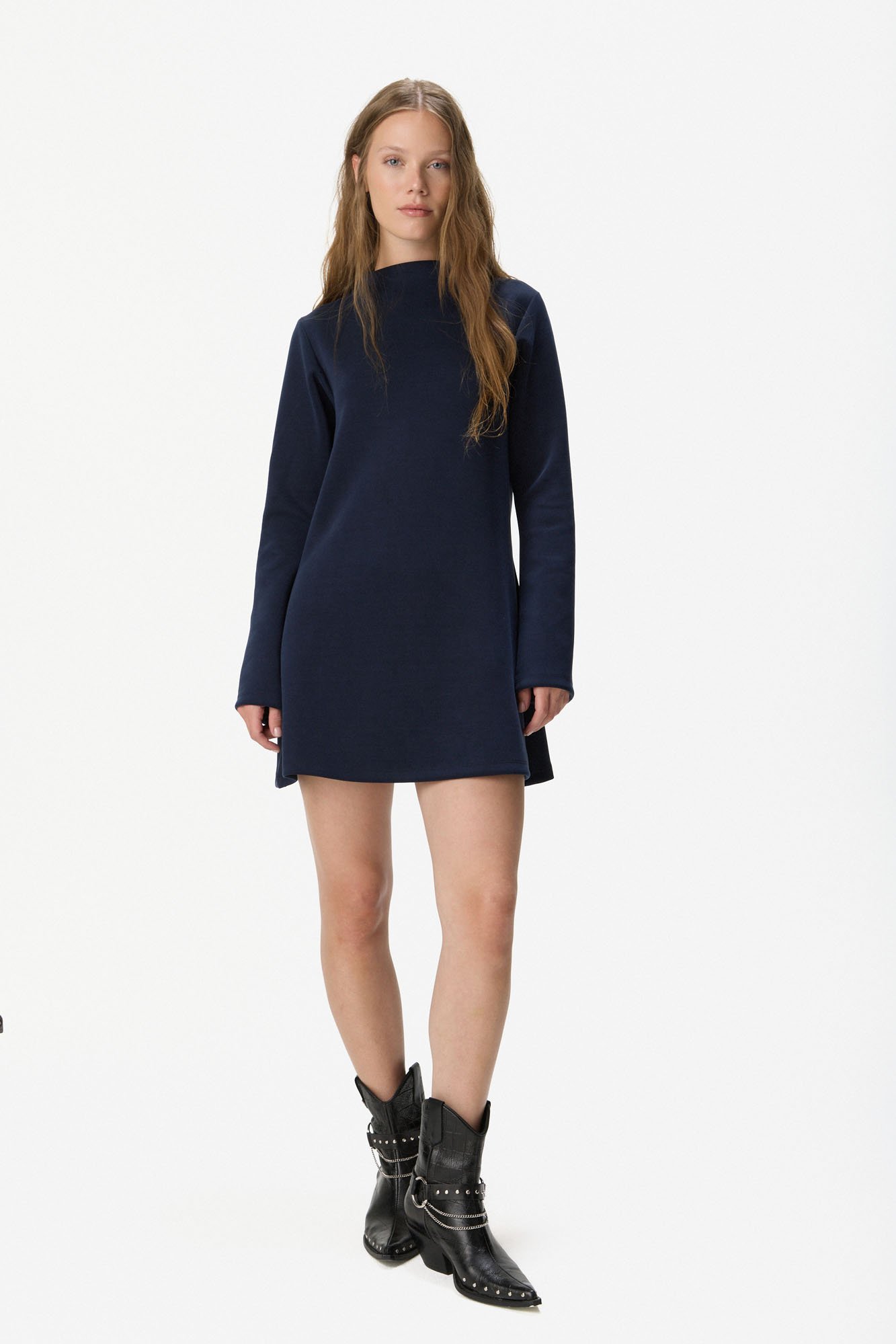 Vestido corto manga larga AZUL