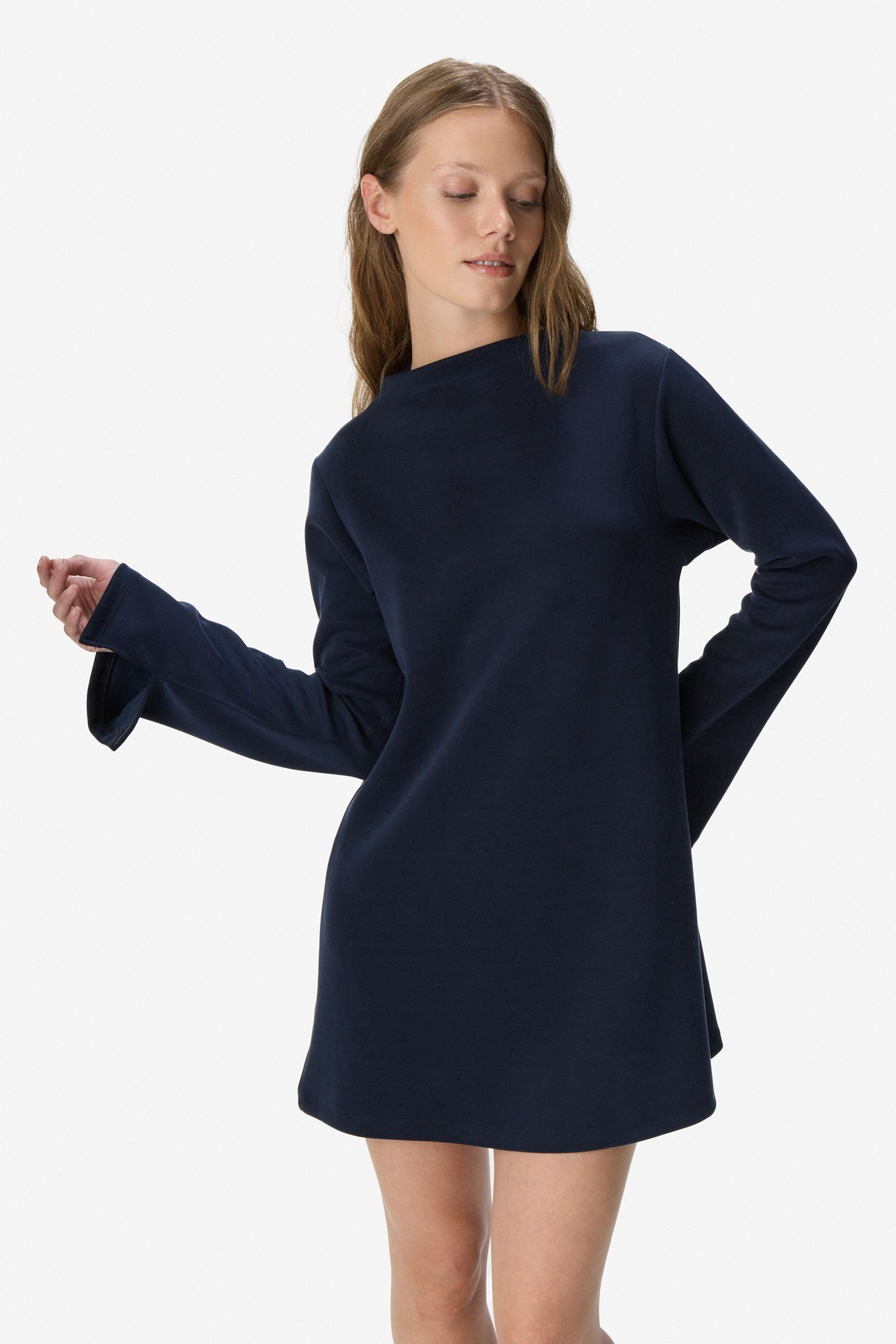 Vestido corto manga larga AZUL - Imagen 2