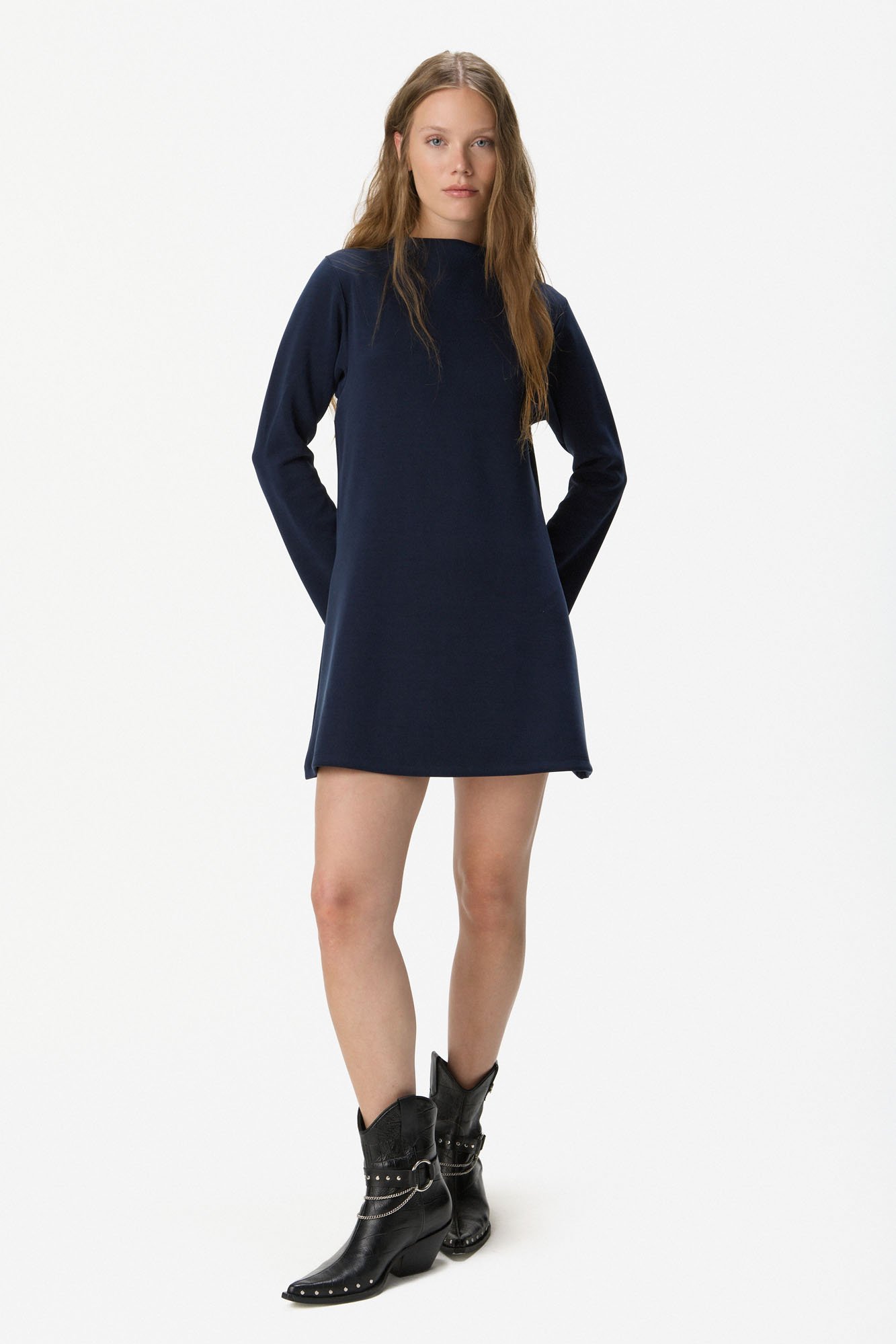 Vestido corto manga larga AZUL - Imagen 6