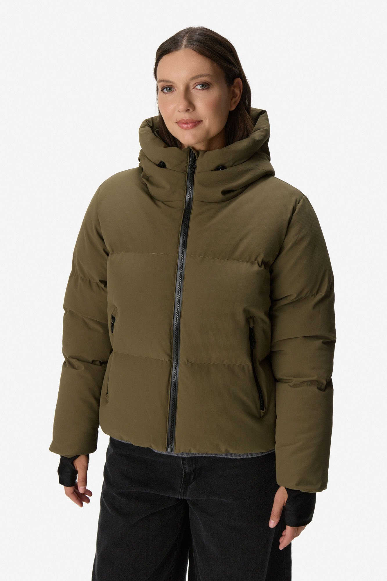 Campera puffer con puños lycra VERDE MILITAR