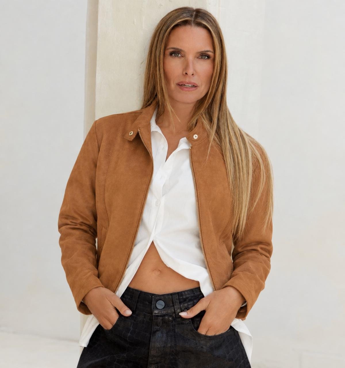 Campera gamuza cuello