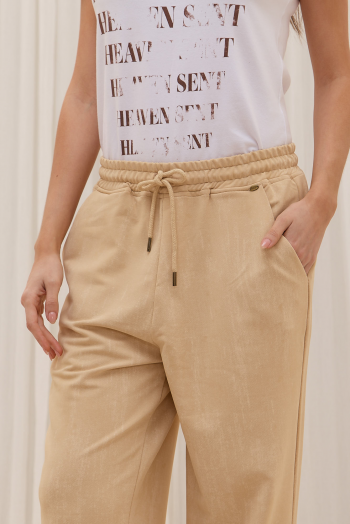 Pantalon rustico con tajo camel - Imagen 3