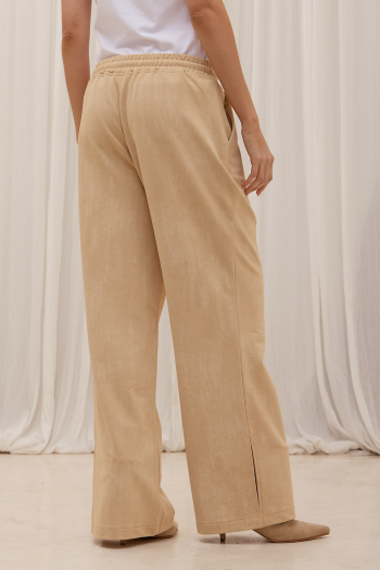 Pantalon rustico con tajo camel - Imagen 4