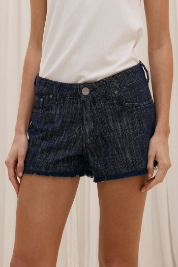 Short denim con strass azul