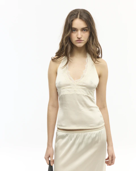 Top Halter Satin off white - Imagen 3