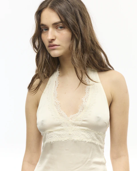 Top Halter Satin off white - Imagen 4