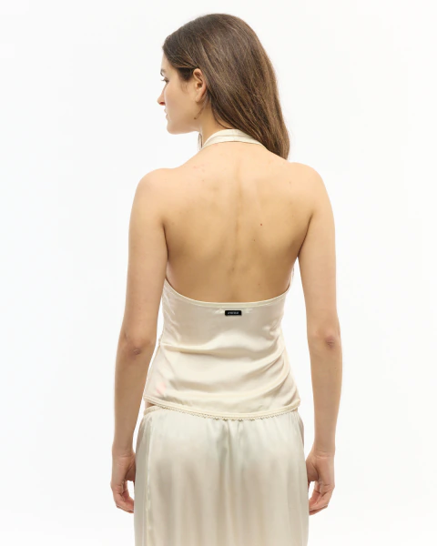 Top Halter Satin off white - Imagen 5