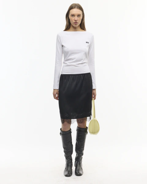 Midi Saten Lace negro