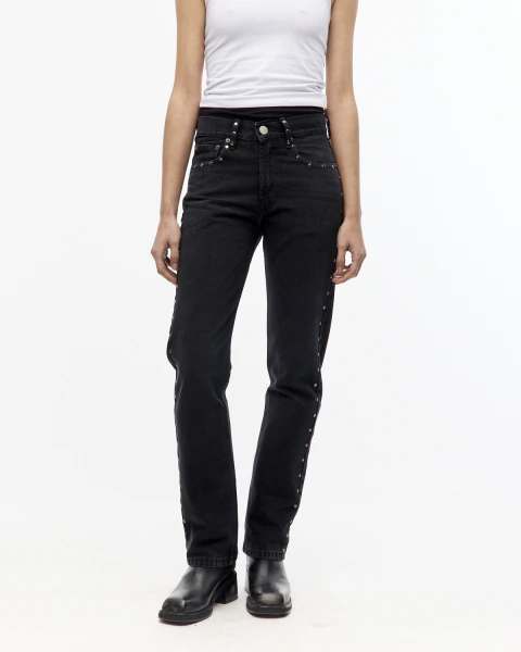 Jean StraightBlack Studs Negrido - Imagen 3