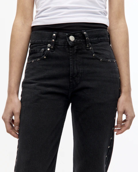 Jean StraightBlack Studs Negrido - Imagen 4