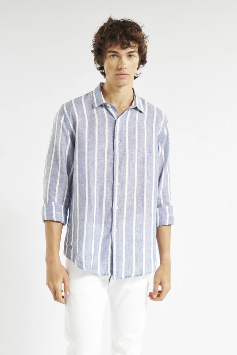 Camisa cerdeña lino raya ancha